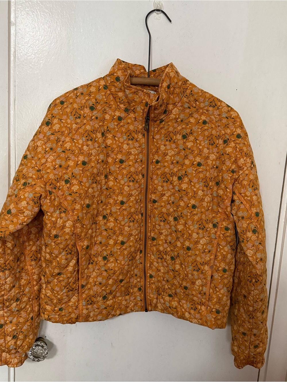 Sonoma Quilted Floral Puffer Jacket in Burnt Orange